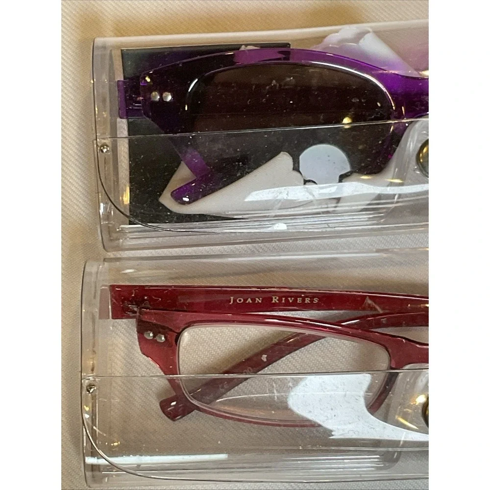 Joan Rivers High-Tech Flex Reading Glasses And Sunglasses +3.00 Purple And Red